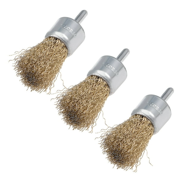 1Inch Wire Wheel Brush Cup Copper Plated Crimped Steel with Shank 0.