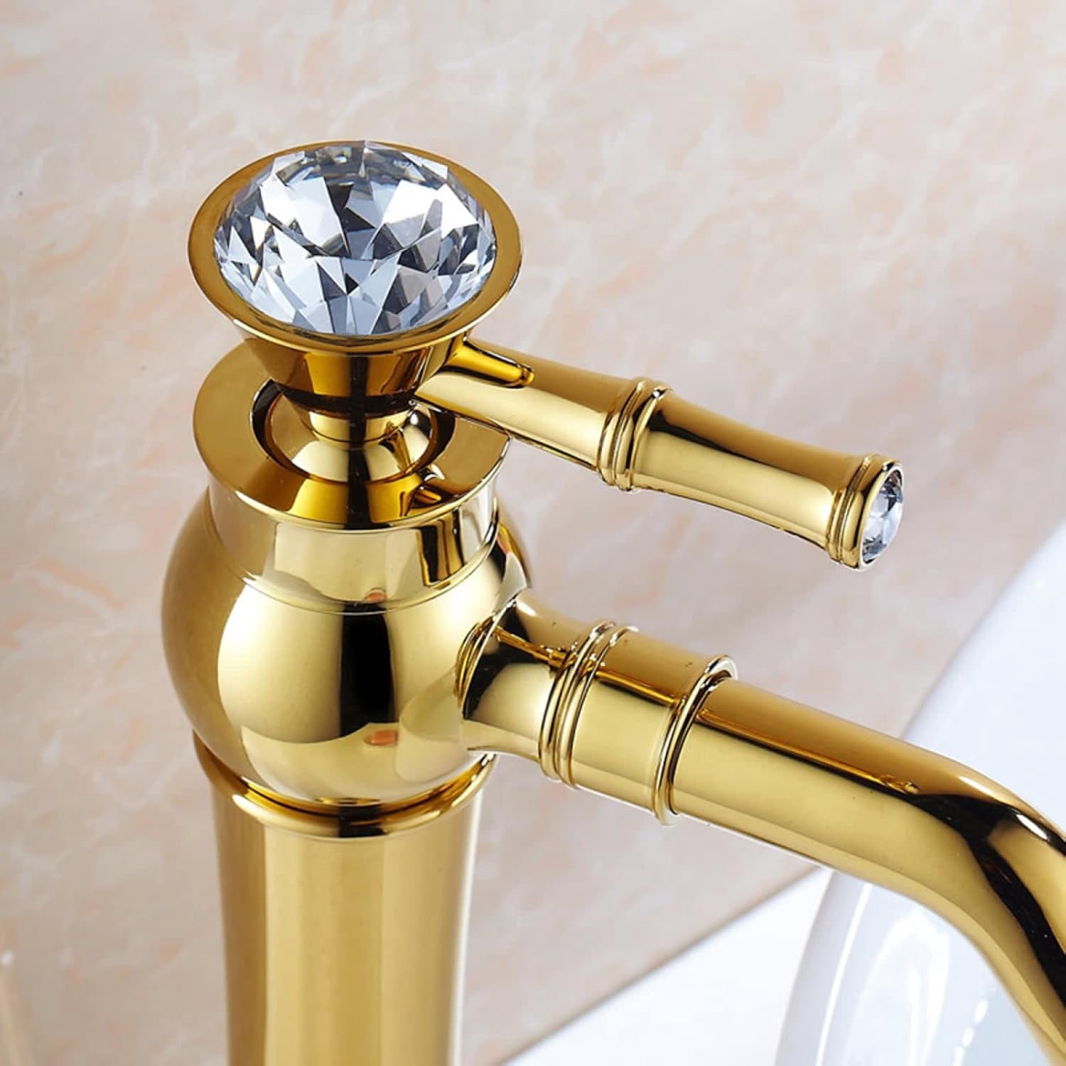 Vintage Sink Faucet Bathroom, 360° Swivel Bathroom Sink Faucet Brass Sink Faucet Cold/Hot Water Basin Tap, Single Handle Bathroom Faucet, Gold