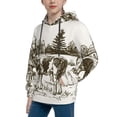 thumbnail image 2 of Salouo Cows Grazing On The Meadow Pattern Hoodie Sweatshirt for Youth, Fall Pullover Hoodie Sweatshirt Long-Sleeve Pullover Hooded Sweatshirt-X-Large, 2 of 6
