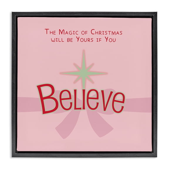 Stupell Industries Glam Magic Of Christmas Believe Black Floating Frame Canvas Art, 18 x 18, by Lauren Rader