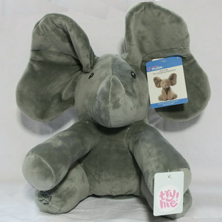 Singing Plush Flappy Grey Elephant Plays Peek a Boo and Sings 'Do Your Ears Hang Low' To Delight Baby