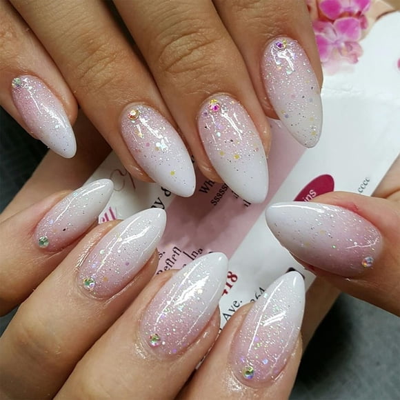 Purpurina IMRAIN, tamaño mediano, rosa almendra y blanco, 24 unidades