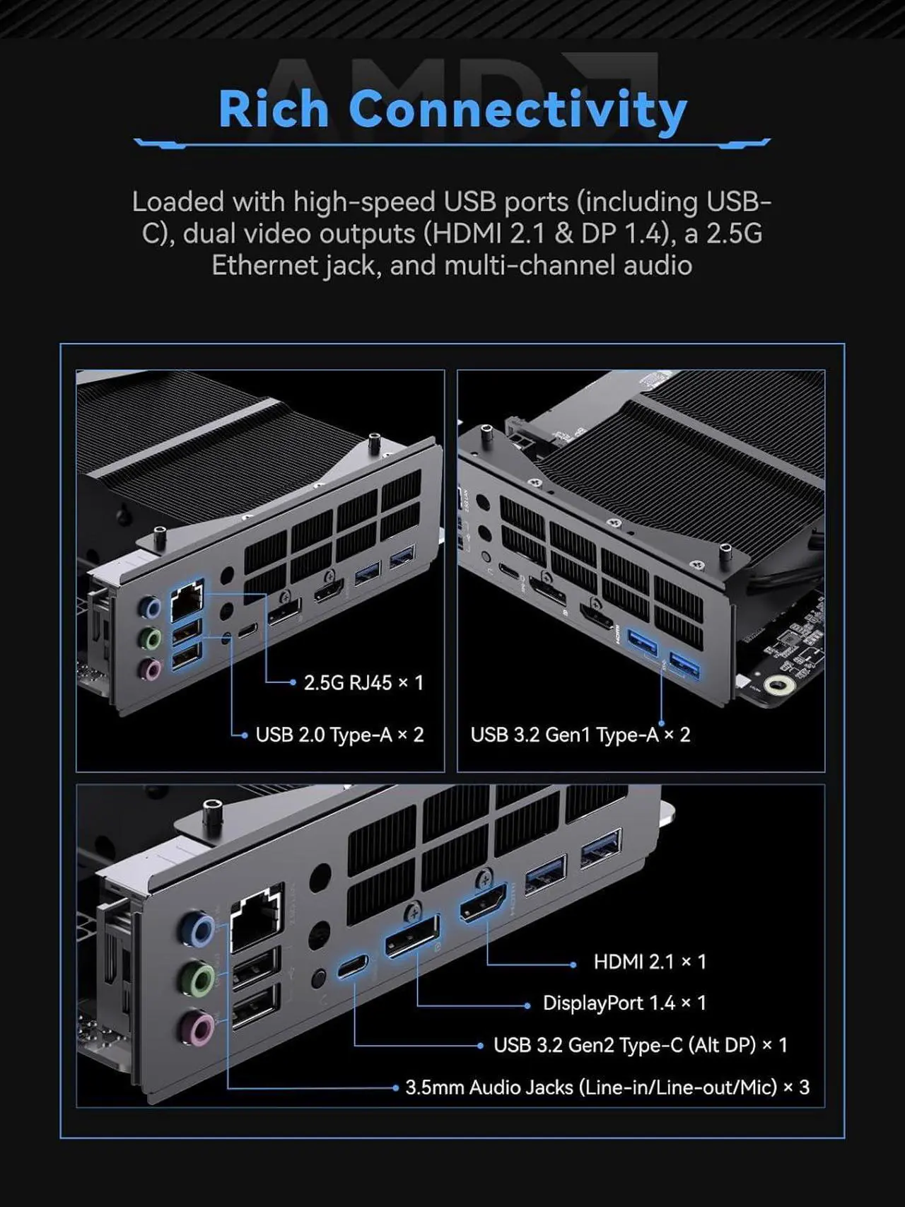 MINISFORUM BD775i SE Mini PC Motherboard AMD Ryzen 7 7745HX Gaming Computer Without RAM/SSD/OS, 2X DDR5 SODIMM Slots, 2X PCIe4.0 SSD, M.2 2230 Key E Slot, HDMI+DP+USB-C Triple Video Outputs