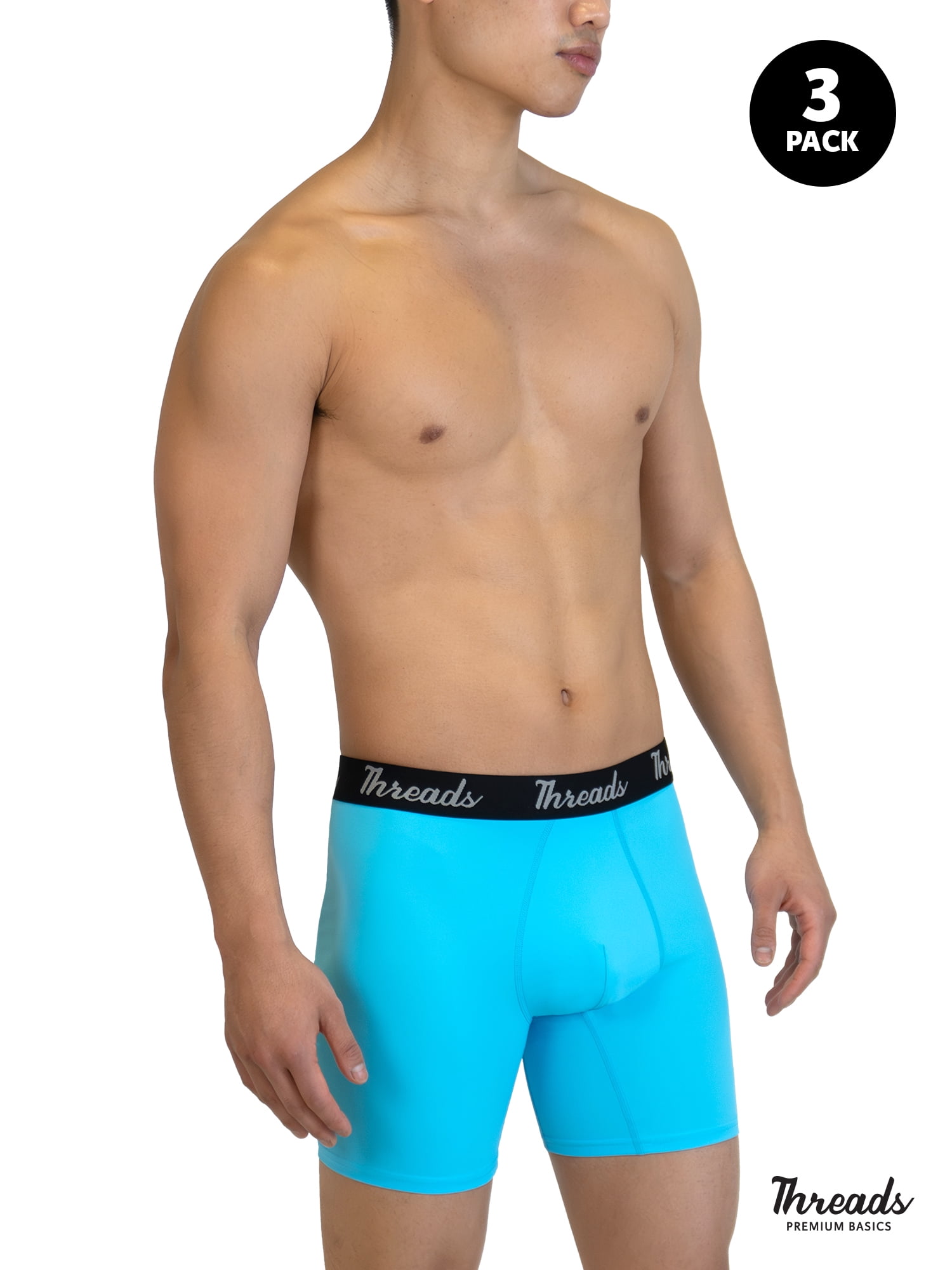 Threads Men's Underwear, 6" Ultra-Soft Performance Boxer Briefs, Moisture Wicking, Anti-Odor, 3-Pack