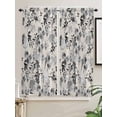 thumbnail image 2 of Bedroom Curtains 63 Inches length, Black Grey Spring Floral Window Treatment Curtain Drapes, Summer Botanical Watercolor Rustic Rod Pocket Curtain Panels for Living Room Kitchen, 42"x63", 2 Panels, 2 of 7