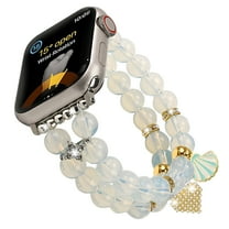 Dwitch Elastic Beaded Bracelet Strap Compatible with Apple Watch Band 38/40/41/42mm(S10) Series 10/9/ 8/7/SE,Women Fashion Pearl Stretchy Jewelry Strap for iWatch Bands Series 10 9 8 7 6 5 4 3 2 1,B