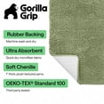 thumbnail image 3 of GORILLA GRIP Chenille Bath Rug 30x18, Rubber Back Quick Dry Washable Microfiber Bathroom Mats, Sage, 3 of 10