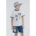 thumbnail image 2 of Bluey Bingo Dad Drop Shoulder T-Shirt French Terry Shorts and Adjustable Snapback Baseball Cap 3 Piece Outfit Set Toddler to Big Kid, 2 of 5