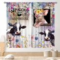 thumbnail image 2 of Farmhouse Kitchen Curtains, Rustic Farm Animals Wild Flower Printed Pig Cow Floral Patterned Rural Country Style Window Curtains for Cafe Bedroom Living Room 2 Panels, 42"x63" Inch, 2 of 6