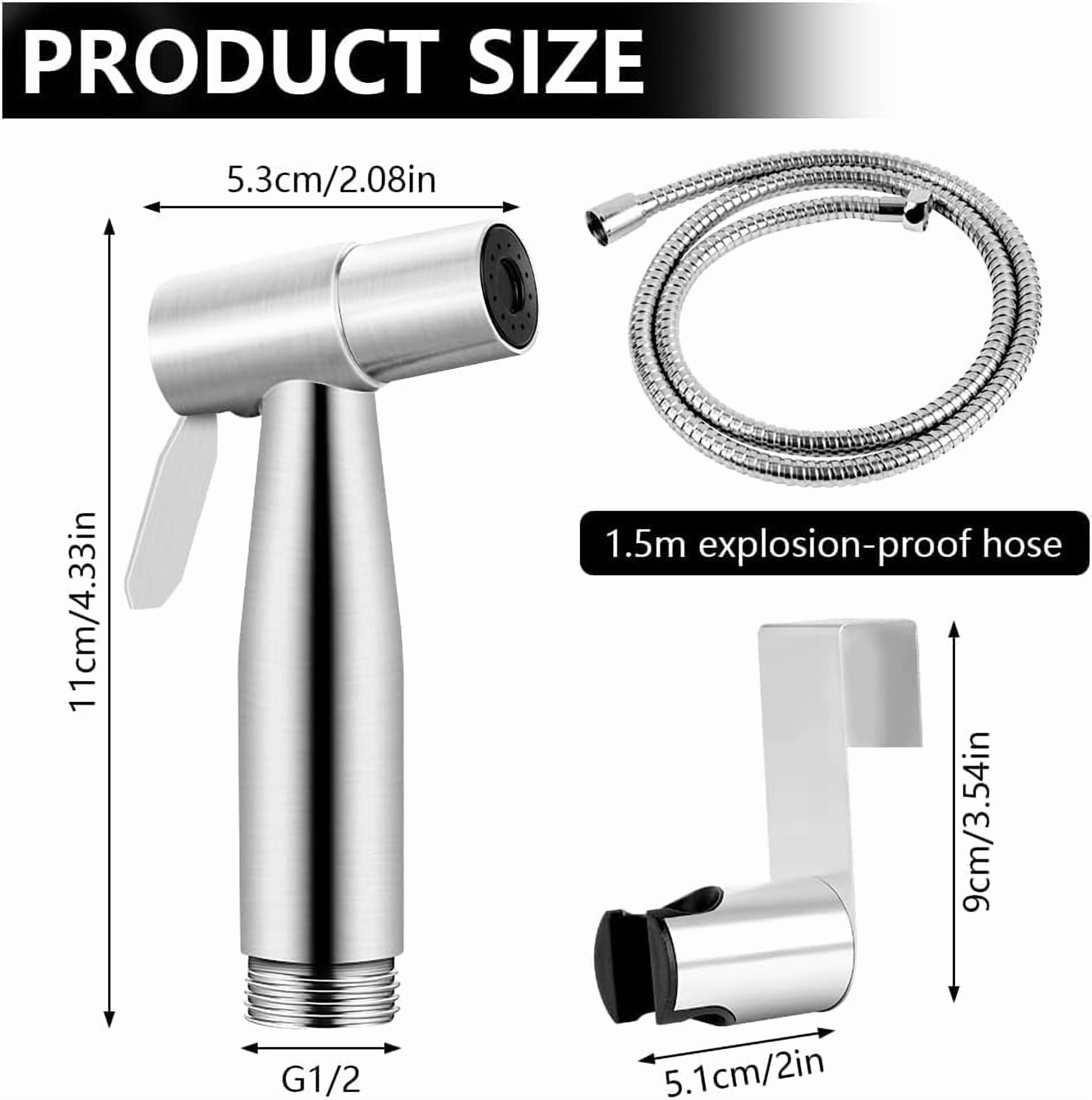 Portable Bidet Sprayer Kit  Stainless Steel Bidet Shower Head with Hose  Handheld Toilet Bidet Sprayer Kit  Hand Held