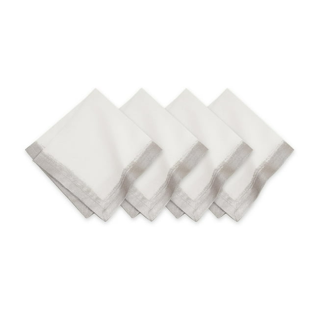 Servilletas metálicas para , 21 x 21 Pulgadas, Juego de 4, Blanco y Plateado