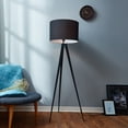 thumbnail image 2 of Teamson Home Romanza 60.23" Postmodern Tripod Floor Lamp with Drum Shade, Matte Black, 2 of 8