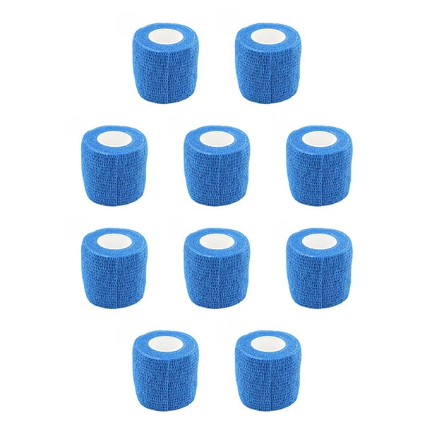 Yuarrent 2,5 cm x 4,5 m al aire libre autoadhesivo tobillo dedo vendaje de primeros auxilios impermeable elástico transpirable muñequera cinta Azul 2.5 cm x 4.5 cm 10piezas Yuarrent CBP034142
