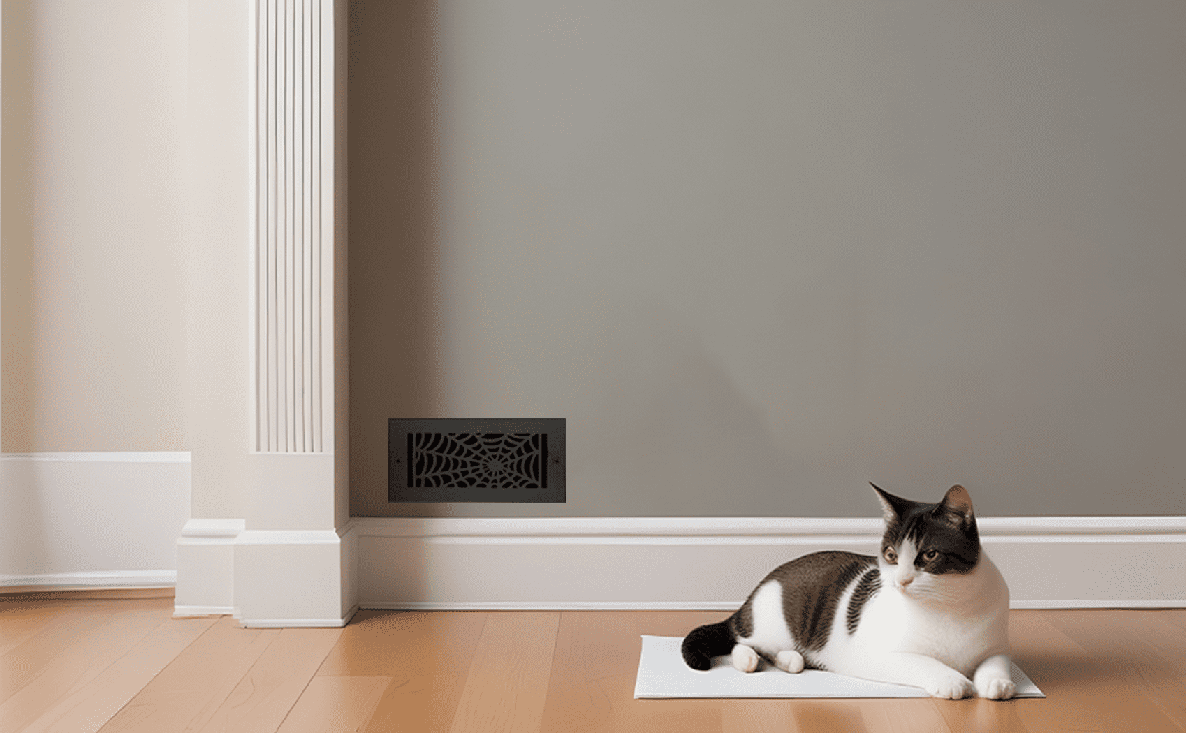 Spooky Gothic Vent cover 4"x 10" Duct Opening (Overall 5-1/2"x 11-3/4") Spider Web Design Solid Cast Aluminium Register