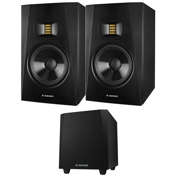 Adam Audio Professional T-Series T7V 7" 70W 2-Way Active Nearfield Monitor, Pair, Bundle with T10S 10" 130W Subwoofer