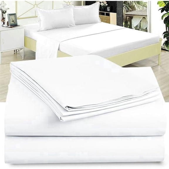 Twin Sheet Set - 1800 Ultra-Soft Microfiber Twin Bed Sheets - Double Brushed - Deep Pockets - Easy Fit – Wrinkle Free - Comfy - 3 Piece Set - Bedding Sheets & Pillowcases (Twin, White)