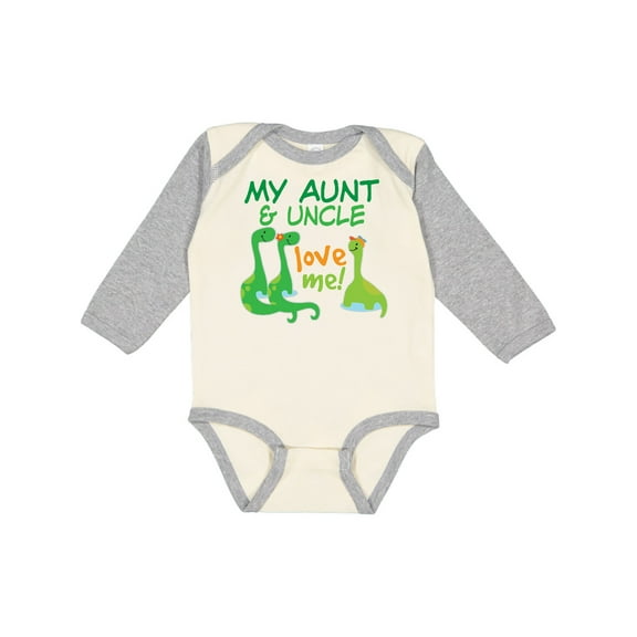 Inktastic My Aunt and Uncle Love Me Dinosaur Boys Long Sleeve Baby Bodysuit