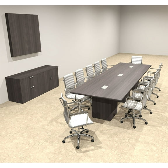 Modern Rectangular Top Cube Leg 12' Feet Conference Table, #OF-CON-CS16