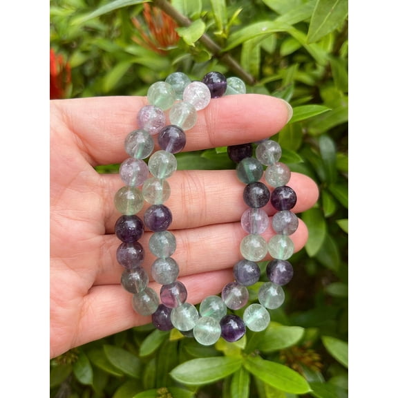 Rainbow Fluorite Crystal Bead Bracelet 8mm, Wholesale Genuine Rainbow Fluorite Stretch Gemstone Bracelet, Gift for Men & Women (1)