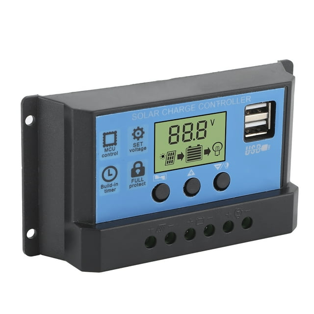 Controlador de carga solar LCD, regulador de panel solar de carga solar de 12 V y 24 V, controlador de carga de panel solar de diseño exquisito
