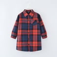 thumbnail image 3 of SonxaHe Little Girls Jacket Flannel Button Down Long Sleeve Mid Length Plaid Shirts Cozy Fall Casual Jacket Red,Sized 5-6, 3 of 4