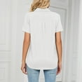 thumbnail image 4 of Women's Pure Color Lapel Short Sleeve V-Neck T-Shirt, White, XL - Perfect for Casual Summer Wear, Home, Office, Shopping & Outdoor Activities, 4 of 6
