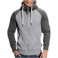 thumbnail image 2 of POROPL Gray Athletic Hoodie Men Work Patchwork Stand Collar Long Sleeve With Pocket Blouse Gifts for Men, 2 of 6