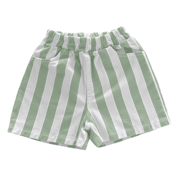 SONXAHE Toddler Boys Striped Casual Shorts Elastic Waist with Pockets Breathable Kids Summer Shorts,Green