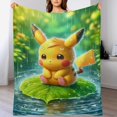 thumbnail image 4 of Manta de Pikachu de varios tamaños, súper suave, de tela con superficie vertical, acogedora y cálida, adecuada para cama, sofá, camping, viajes, para todas las estaciones, ligera y compacta, 60 x 80, 4 of 8