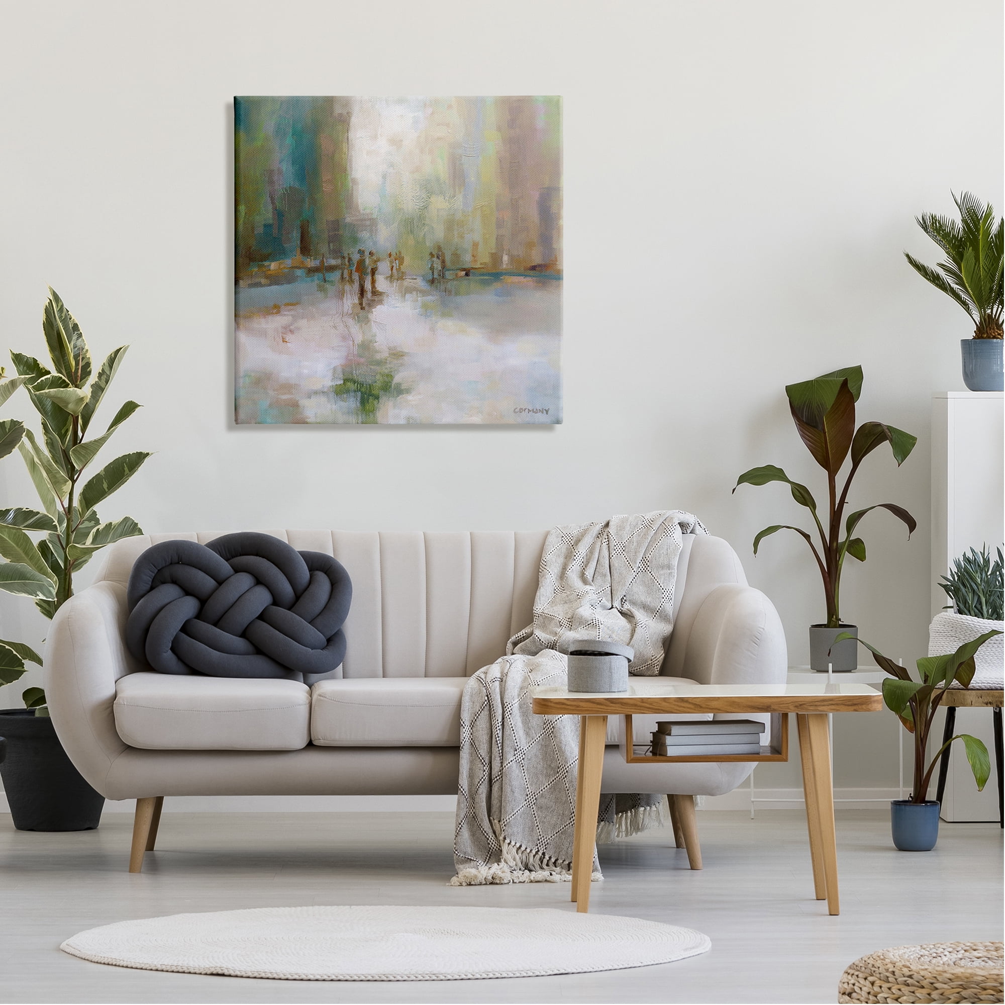 Stupell Industries Impressionist Cityscape Painting Abstract People Street Design Painting Gallery Wrapped Canvas Print Wall Art, Design by Claire Cormany