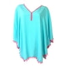 Blue Island Pom Pom Caftan Swim Cover Up, Aqua/Pink