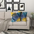 thumbnail image 6 of Navy Blue Yellow Pillow Covers 16x16 Teal Yellow Dahlias Flowers Throw Pillow Modern Farmhouse Rustic Pillow Cases Set of 2 Home Decor for Living Room Bedroom Couch Cushion Outdoor, 6 of 6