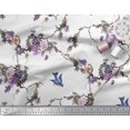 thumbnail image 2 of Soimoi White Viscose Chiffon Fabric Floral & Flowerpecker Bird Printed Craft Fabric by the Yard 42 Inch Wide, 2 of 3