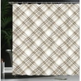 thumbnail image 3 of Ambesonne Beige Tan Shower Curtain, Plaid in Pastel Nude Art, 69"Wx84"L, Off White Dark Mustard, 3 of 4