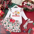 thumbnail image 3 of GYRATEDREAM Infant Baby Girls Christmas Outfits Toddler Ruffle Long Sleeve Romper Xmas Tree Print Skirt Tutu Dress Headband 3Pcs Set for 3-24 Months, 3 of 4