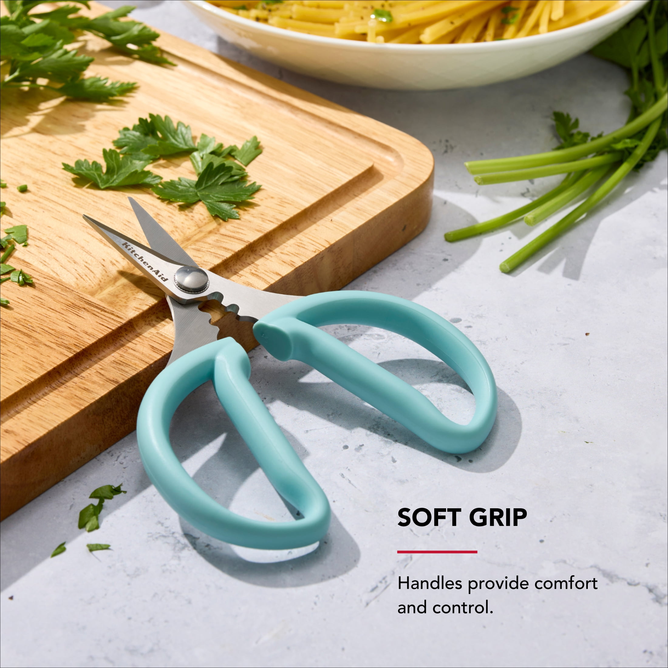 KitchenAid Japanese Steel 2-Piece Kitchen Scissors and Shears Set for Food and Herbs, Mineral Water/Agave