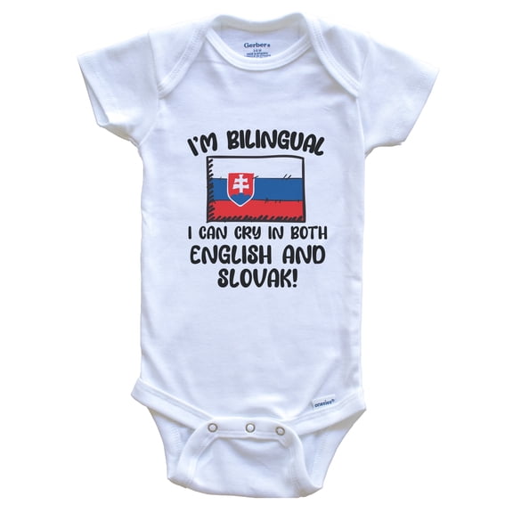 I'm Bilingual I Can Cry In Both English And Slovak Funny Slovakian Flag Baby Bodysuit - Slovakia One Piece