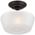 thumbnail image 6 of Regency Hill Schoolhouse Floating Modern Farmhouse Ceiling Light Semi Flush Mount Fixture 12" Wide Bronze White Glass Shade for Bedroom Living Room, 6 of 9