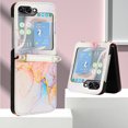 thumbnail image 5 of Compatible for Samsung Galaxy Z Flip5 Crossbody Slim Folding Case, Marble Pattern Luxury PU Leather Detachable Shoulder Strap Lanyard Shockproof Cover for Women Girls,Galaxy, 5 of 6
