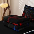 thumbnail image 5 of Erosebridal Glowing Abstract Print Zipper Queen Comforter Set with Fitted Sheet and 2 Pillowcases for Boys Men, Blue Red Square Triangle Zipper Bedding Set, Black Reversible, 4pcs, 5 of 7