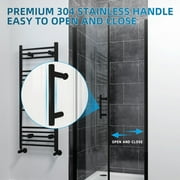 Sunny Shower Hinged Frameless Pivot Matte Black Shower Door 34 in. W x 72 in. H 1/4 in. Glass