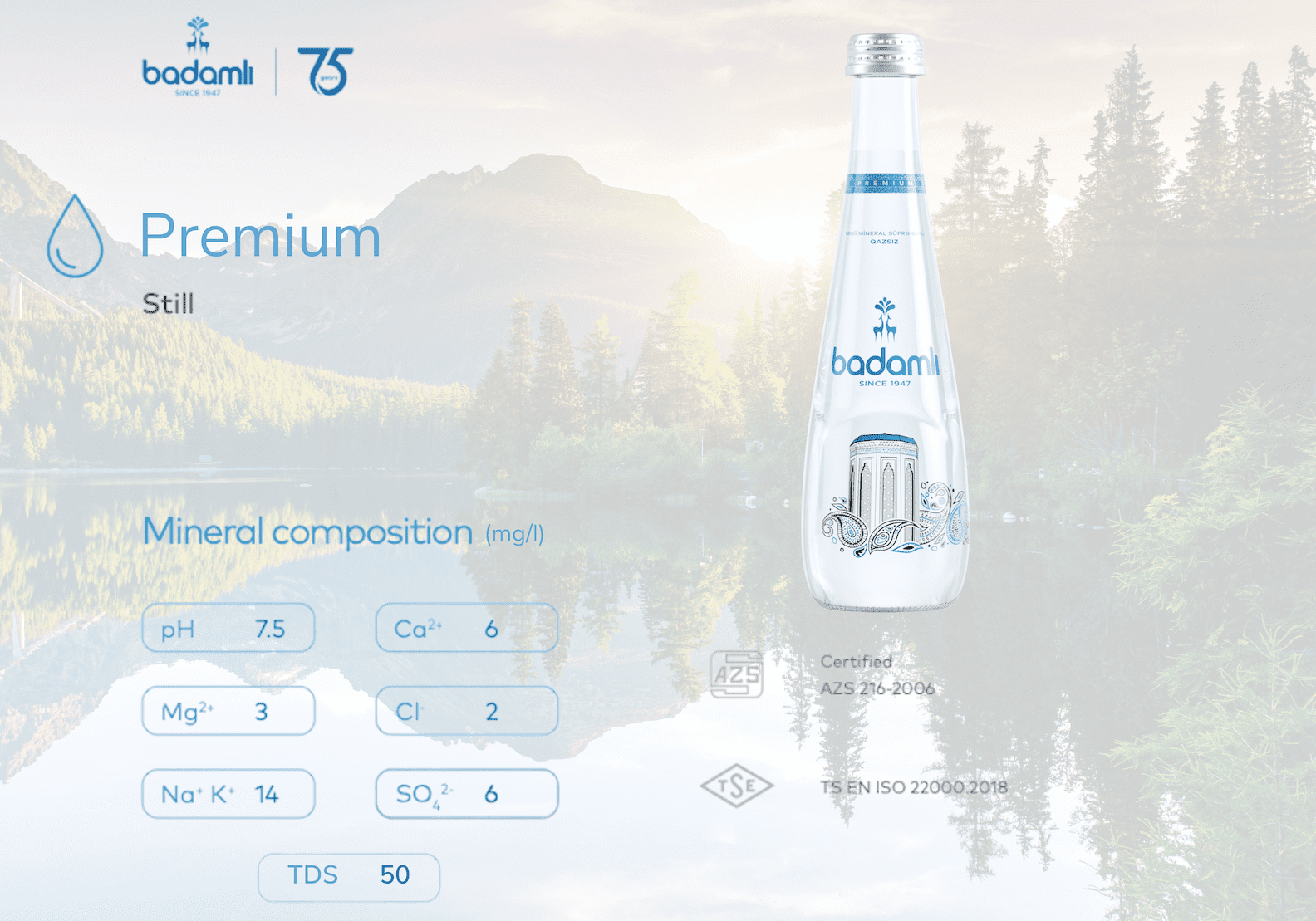 BADAMLI Premium Naturally Sparkling Mineral Water | pH 7.5, 11.2 fl oz | Ideal Mineral Composition | Pack of 15 | Glass Bottle