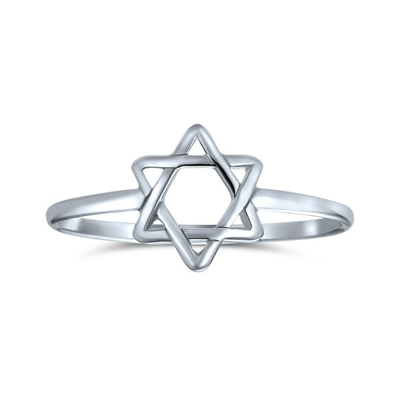Bling Jewelry Womens Minimalist Silver Ring with Star of David Judaic Knuckle Band Sterling