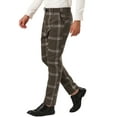 thumbnail image 5 of INSPIRE CHIC Men's Plaid Dress Pants Slim Fit Checked Printed Trousers 32 Brown, 5 of 7