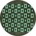 thumbnail image 1 of Ahgly Company Indoor Round Checkered Turquoise Blue Modern Area Rugs, 7' Round, 1 of 4