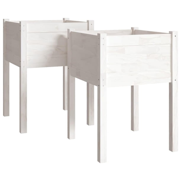Jardineras VidaXL, madera de pino maciza blanca, 50 x 50 x 70 cm, 2 unidades