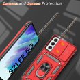 thumbnail image 4 of for Samsung Galaxy S21 FE Case with Anti-Explosion Screen Protector, Build in 360° Rotating Ring Kickstand [Military Grade] Protective Case for Galaxy S21 FE 5G, Red, 4 of 13