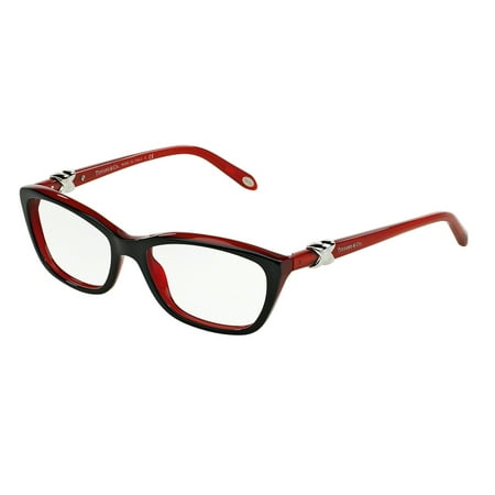 Cat Frame Eyeglasses Women Tiffany Optical 0TF2074 Full Rim Cat Eye Womens Eyeglasses - Size 54 (Black/Red / Demo Lens) ()