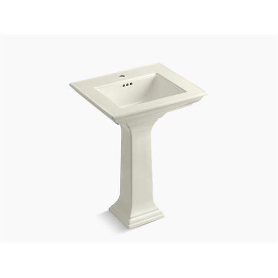 Kohler K-2344-1-96 24 in. Memoirs Stately Pedestal Bathroom Sink with Single Faucet Hole - Biscuit