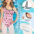 thumbnail image 6 of Uorisanigo Kids One Piece Bathing Suits for Girls Size 11-12 Ruffle Shoulder Swimming Lessons Swimwear Adjustable Strap Quick Dry Athletic Practice Suit, Pink Leopard Print, 6 of 7